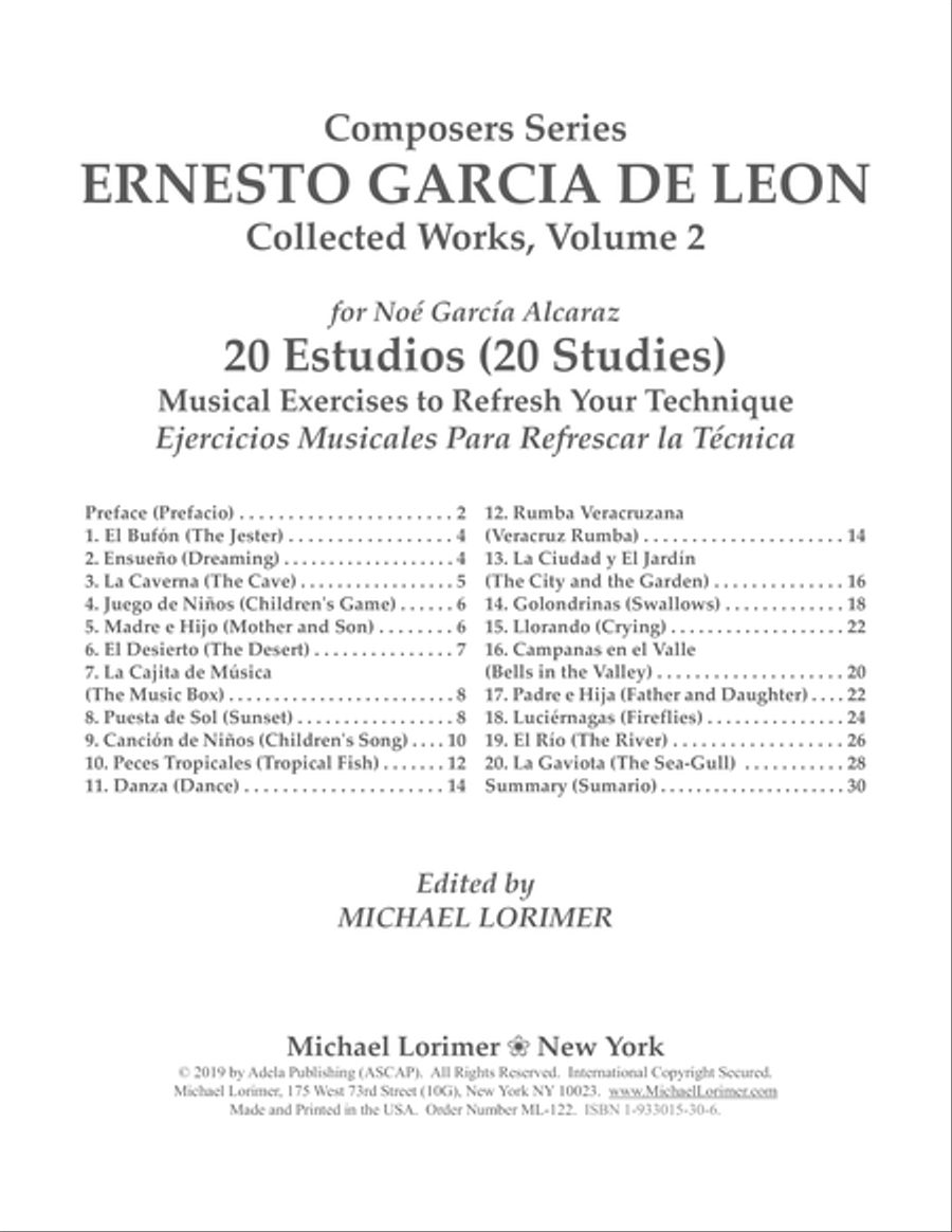Ernesto García de León - 20 Estudios (20 Studies), Op. 50 - Collected Works, Volume 2 Classical Guitar scores gallery preview page 3