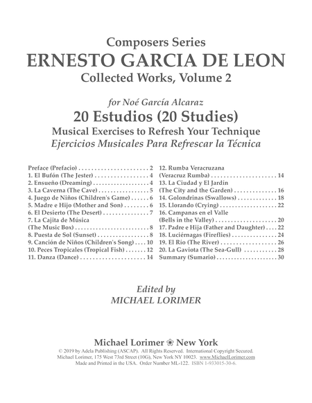 Ernesto García de León - 20 Estudios (20 Studies), Op. 50 - Collected Works, Volume 2