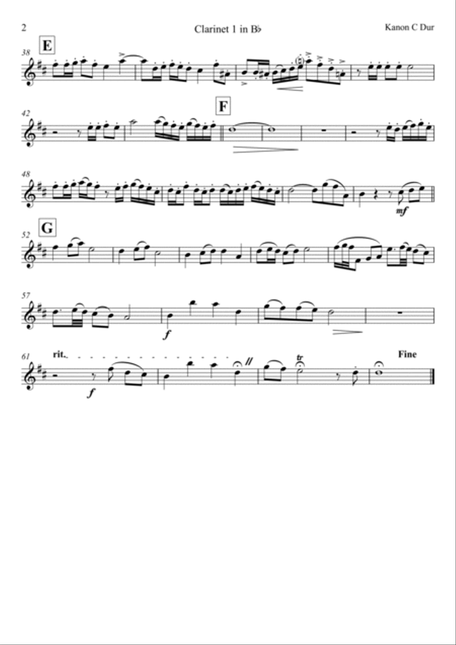 Canon C-Major, Kanon C-Dur, Clarinet Quartet Clarinet Quartet scores gallery preview page 5