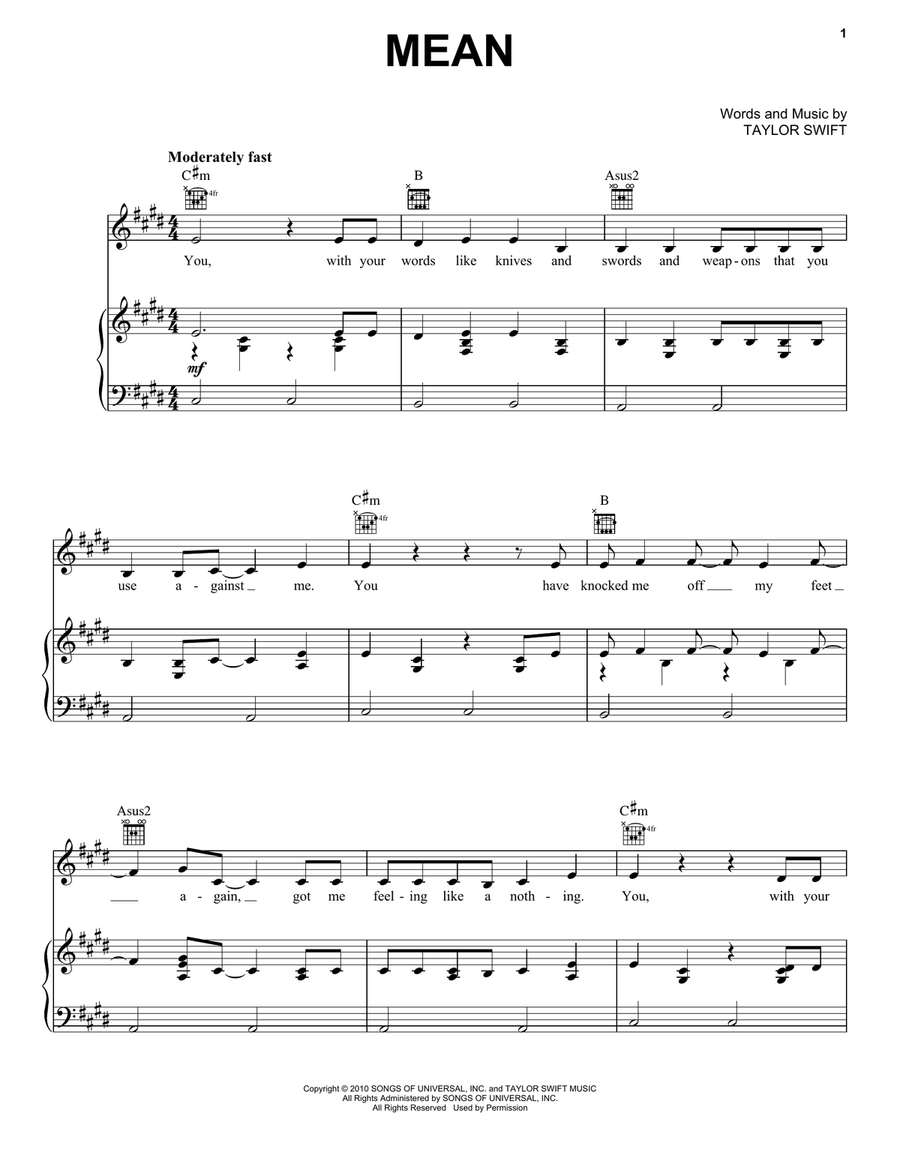 Mean Acoustic Guitar scores gallery preview page 1
