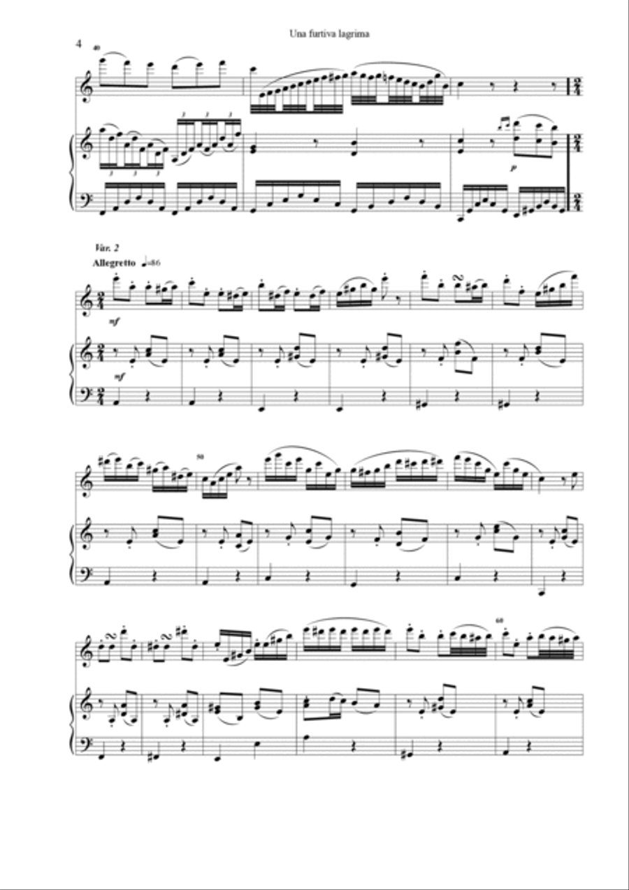 Una furtiva lagrima Chamber Music scores gallery preview page 4