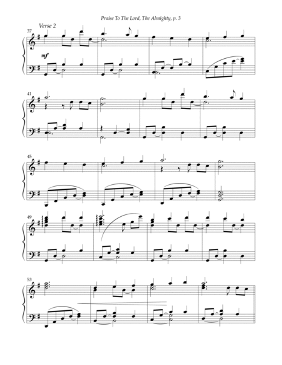 Praise To The Lord, The Almighty Piano Solo scores gallery preview page 3