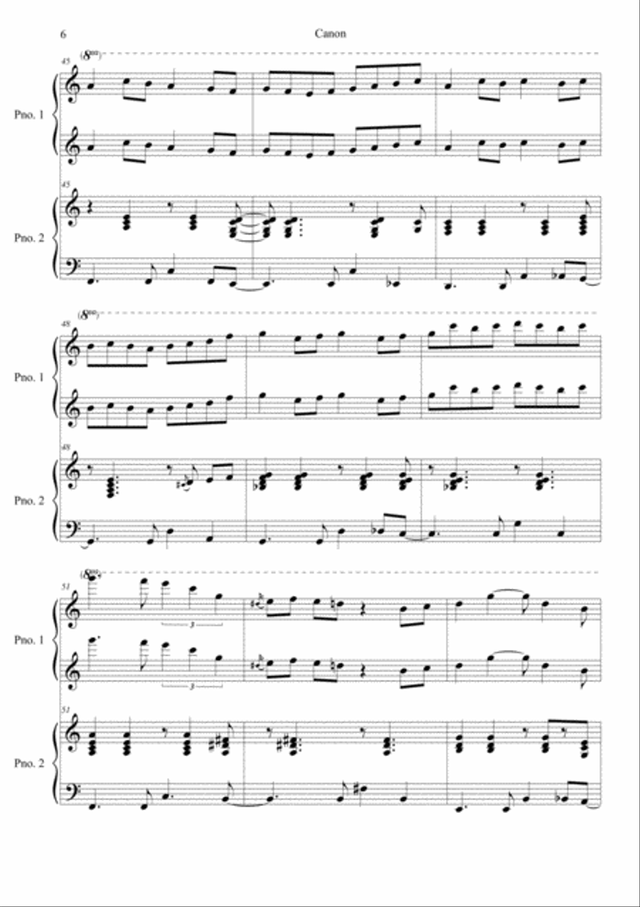 Canon Variation (Jazz Version) in D Easy Piano scores gallery preview page 6