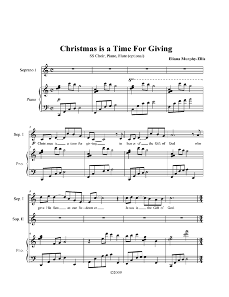 Christmas Is a Time for Giving 2-Part scores gallery preview page 1