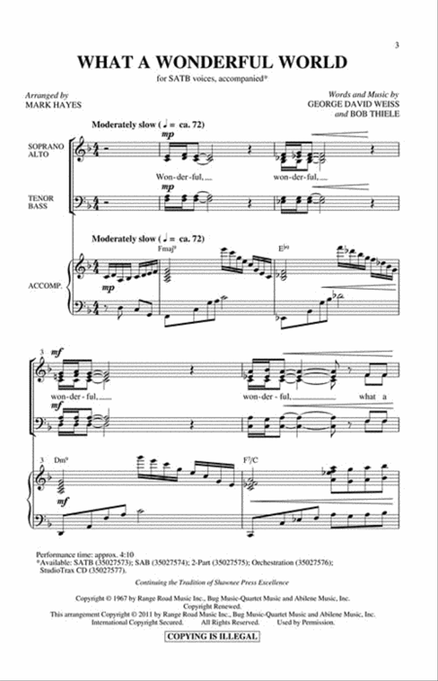 What a Wonderful World What a Wonderful World 4-Part scores gallery preview page 2
