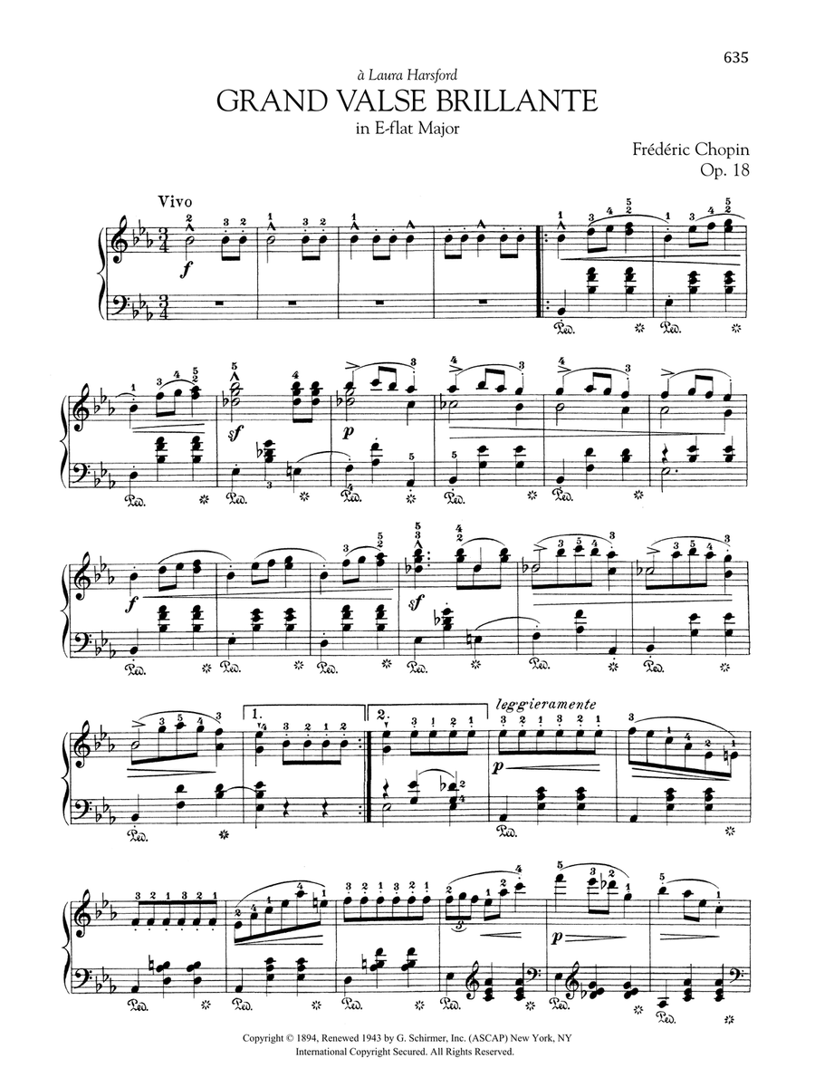 Grand valse brillante in E-flat Major, Op. 18 Piano Solo scores gallery preview page 1