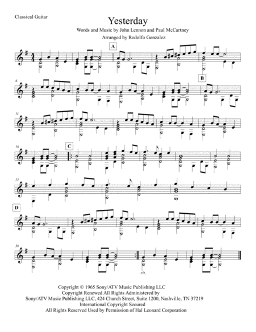 Yesterday Yesterday Small Ensemble scores gallery preview page 1