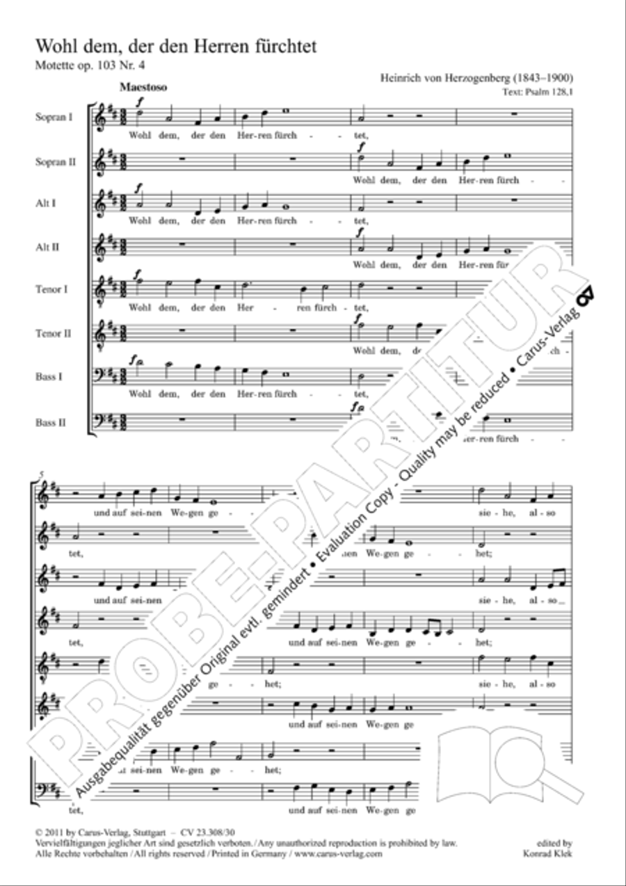Blessed are all those who fear God (Wohl dem, der den Herren furchtet) SSAATTBB scores gallery preview page 2