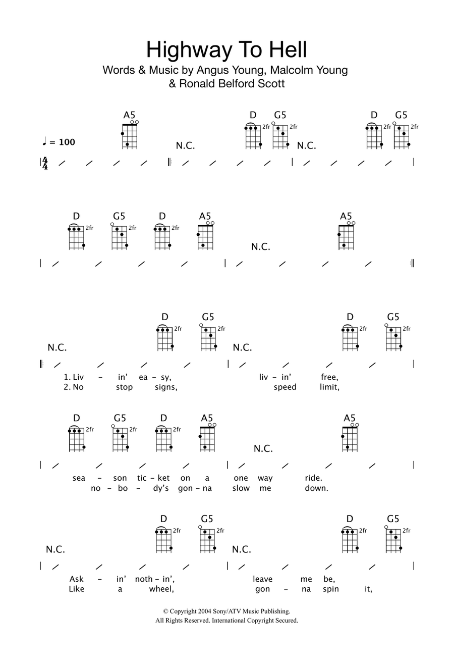 Highway To Hell Ukulele scores gallery preview page 1