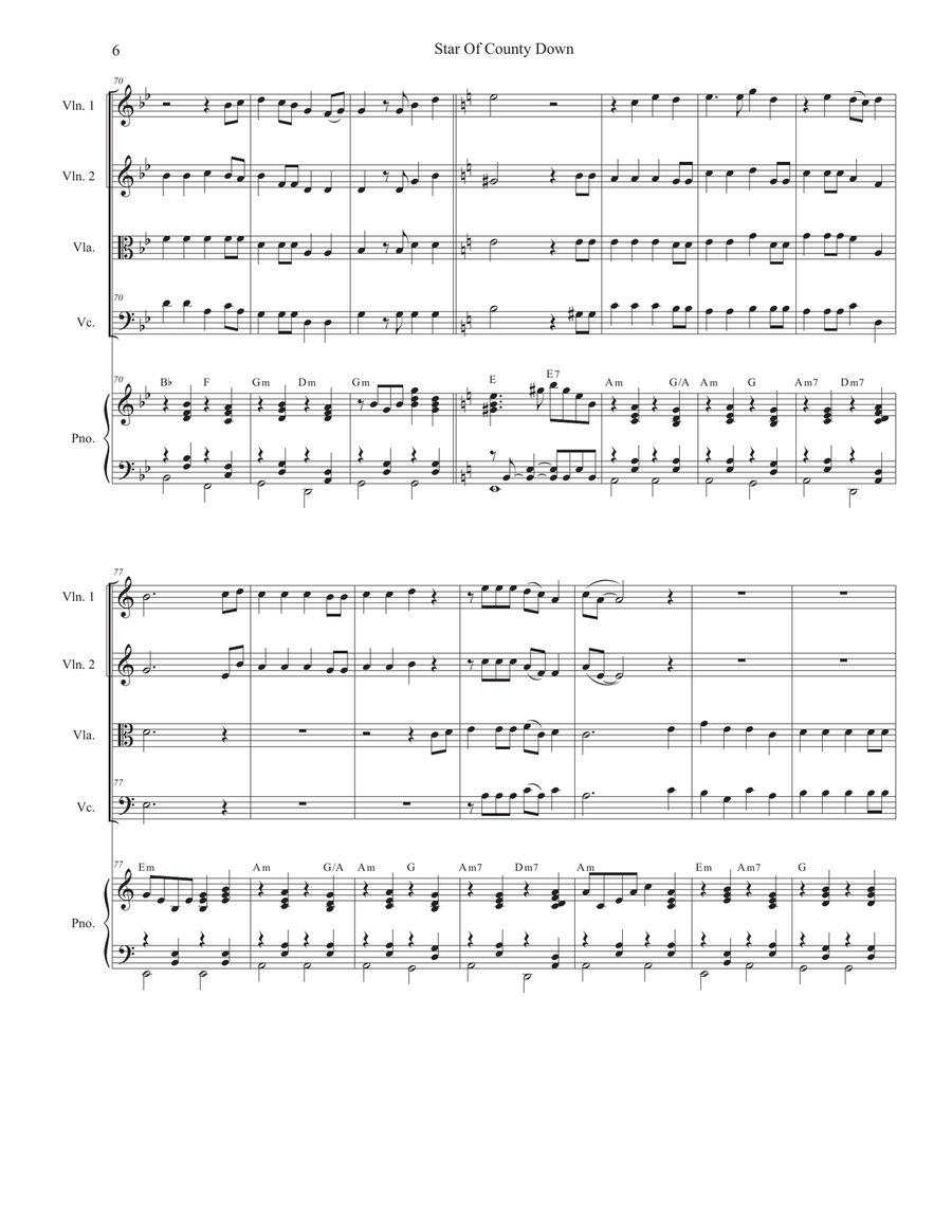 Star Of County Down (String Quartet and Piano) String Quartet scores gallery preview page 6