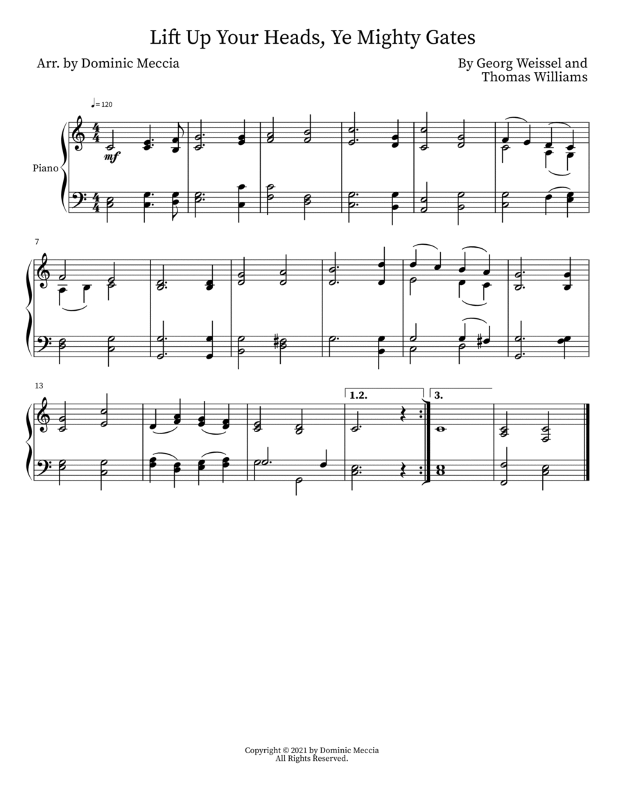 Lift Up Your Heads, Ye Mighty Gates Piano Solo scores gallery preview page 1