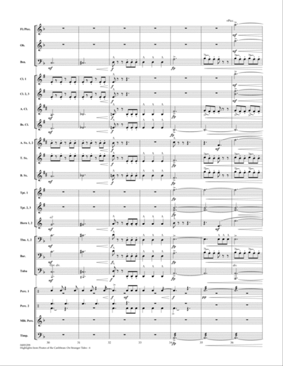 Highlights from Pirates Of The Caribbean: On Stranger Tides - Full Score Concert Band scores gallery preview page 6