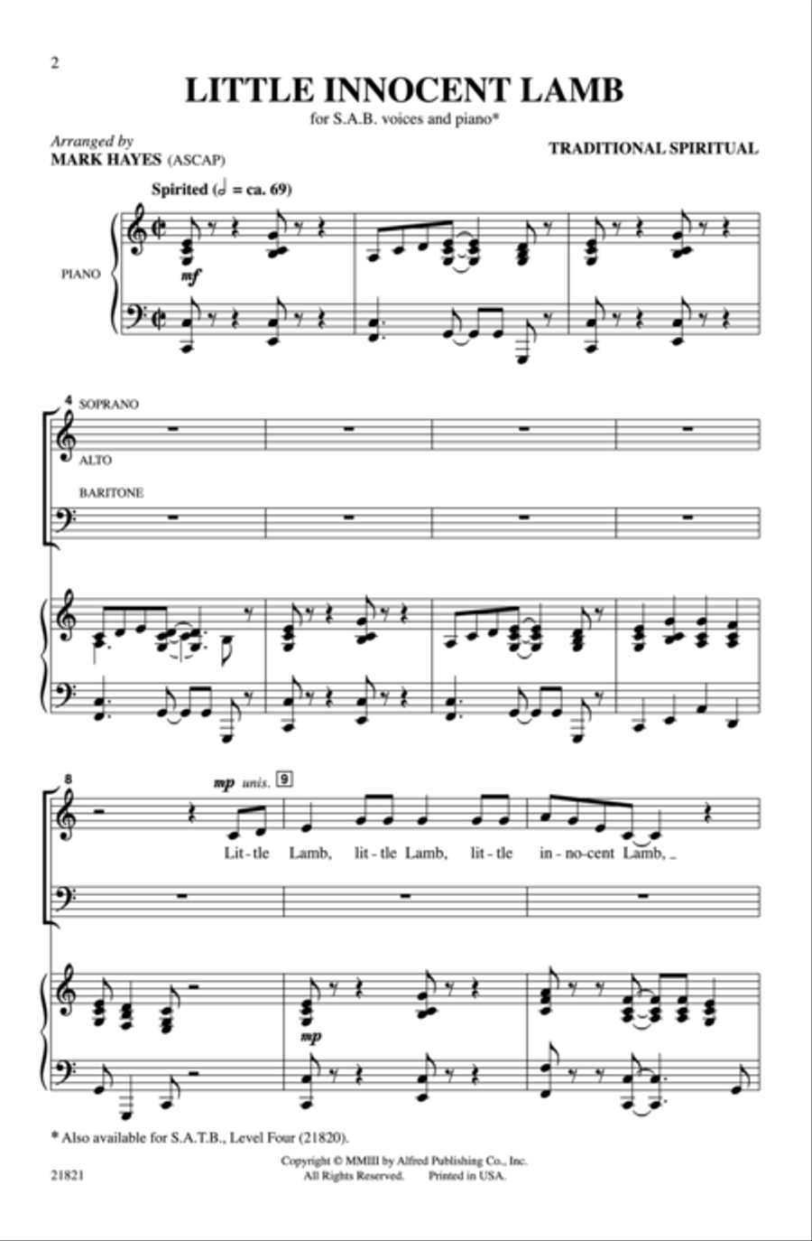 Little Innocent Lamb 3-Part scores gallery preview page 2