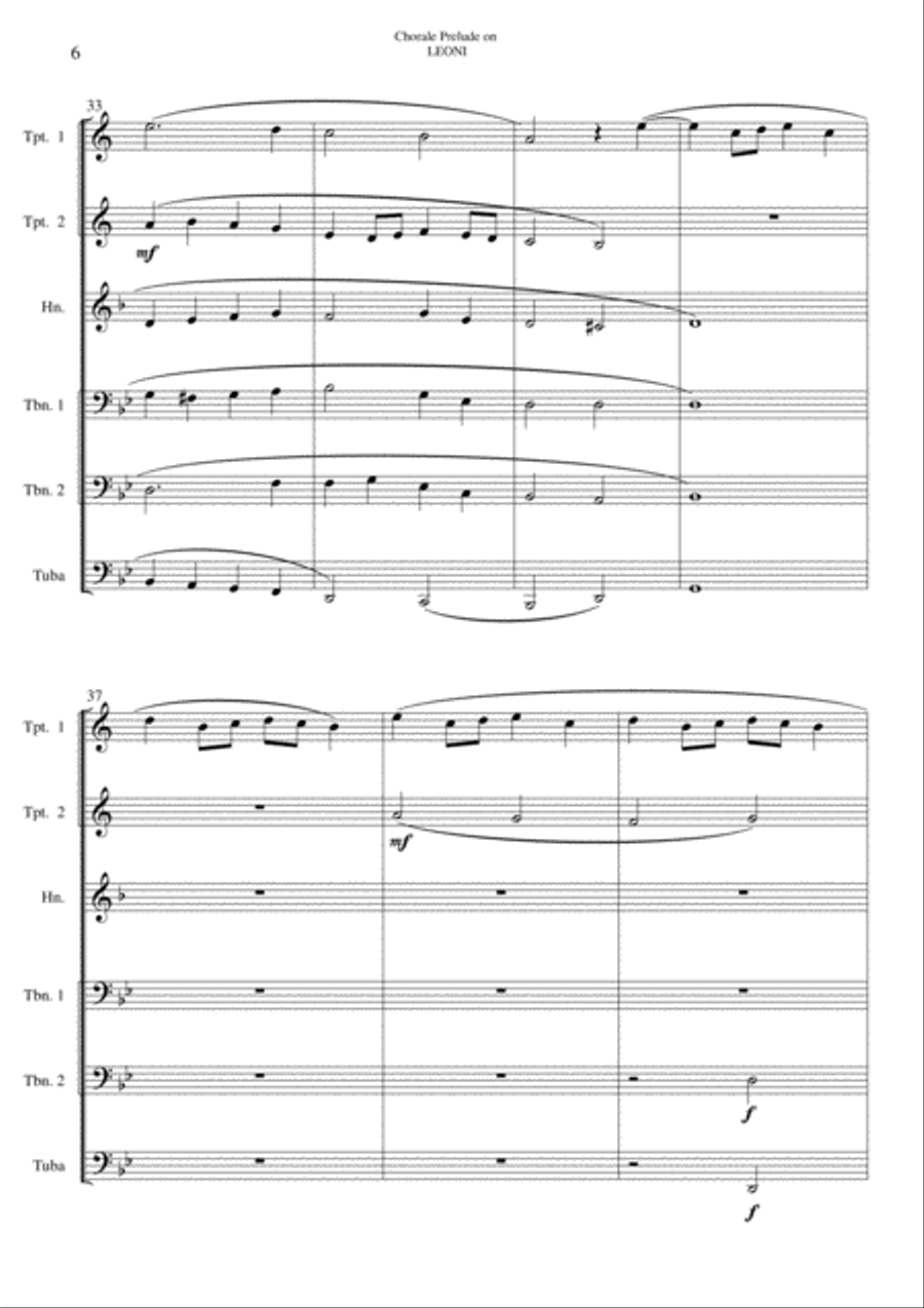 Chorale Prelude on Leoni - Brass Sextet Brass Ensemble scores gallery preview page 6
