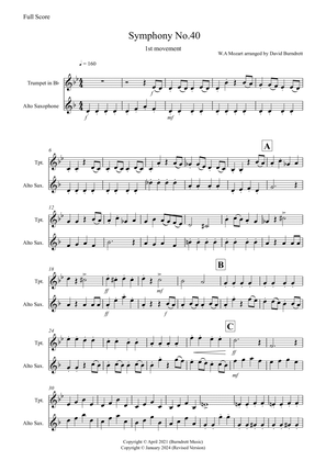 Symphony No.40 (1st movement) for Trumpet and Alto Saxophone Duet