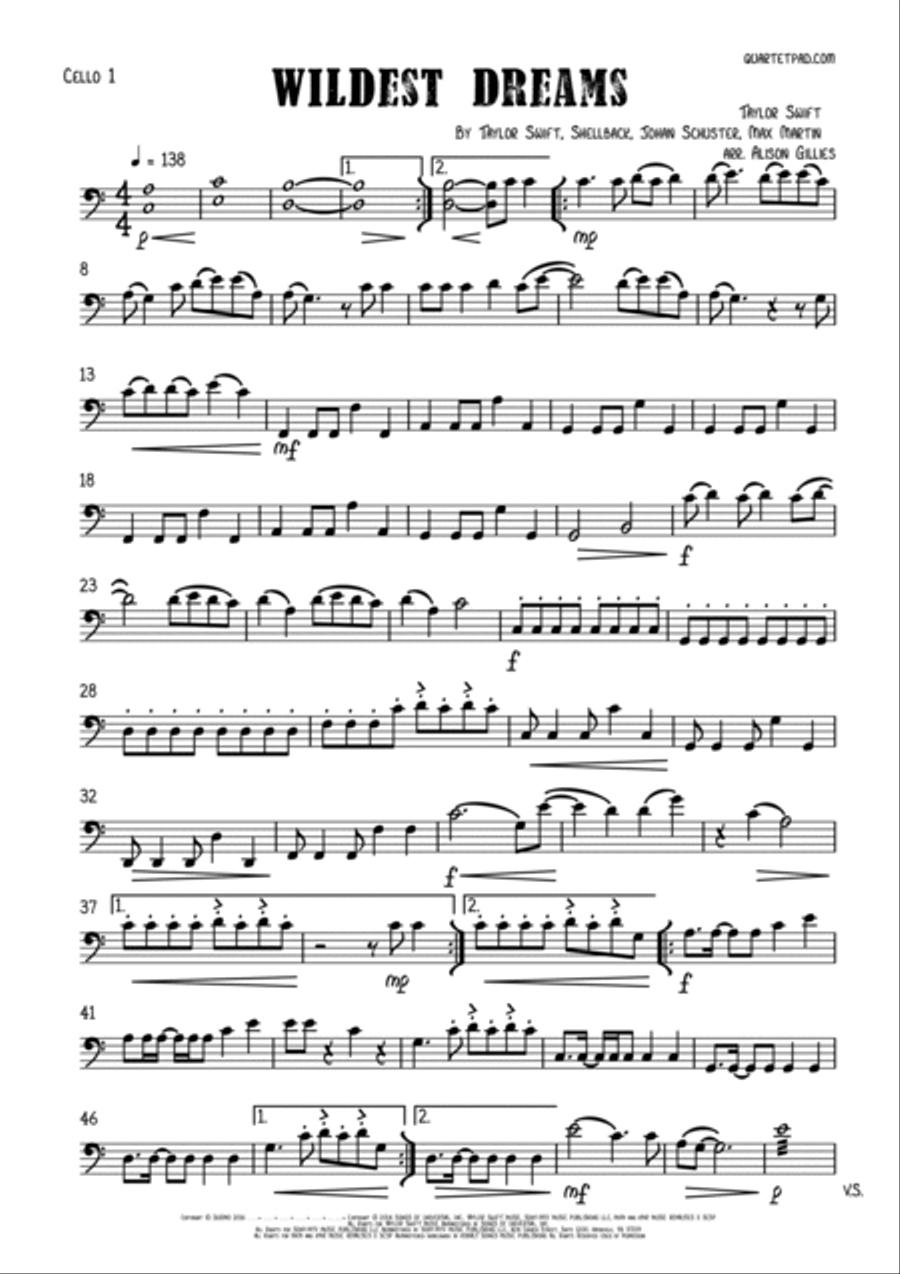 Wildest Dreams String Duet scores gallery preview page 4