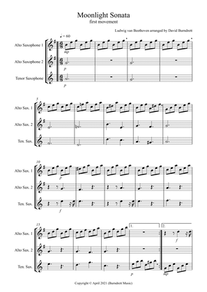 Book cover for Moonlight Sonata (1st movement) for Saxophone Trio