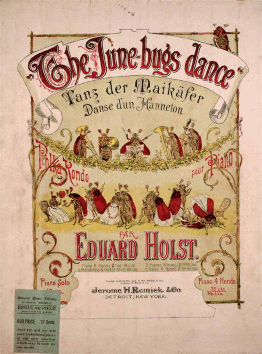 The June-bugs Dance. Tanz der Maikafer. Danse d'un Hanneton. Polka Rondo pour Piano Piano Duet scores gallery preview page 1