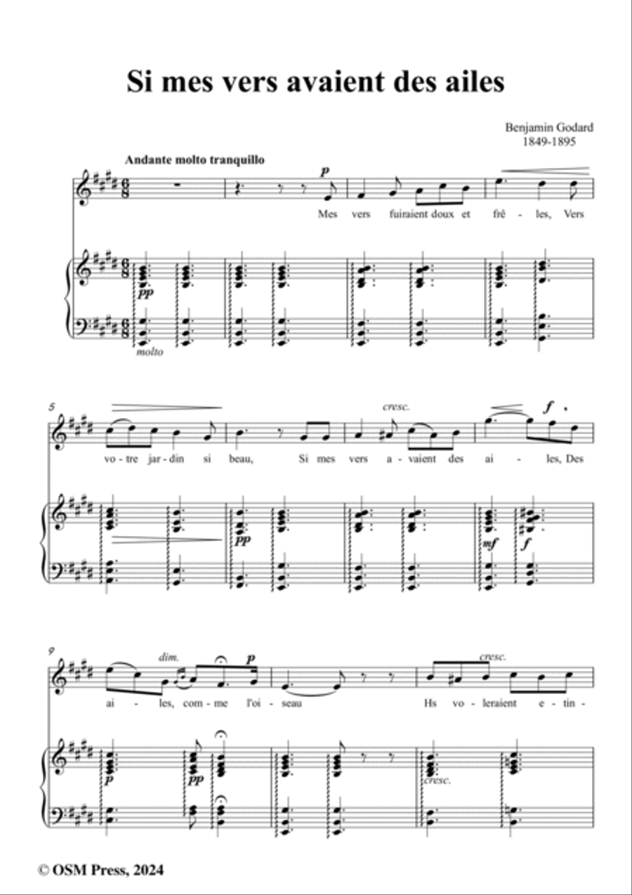 B. Godard-Si mes vers avaient des ailes(Could my songs their way be winging),in E Major Voice scores gallery preview page 2