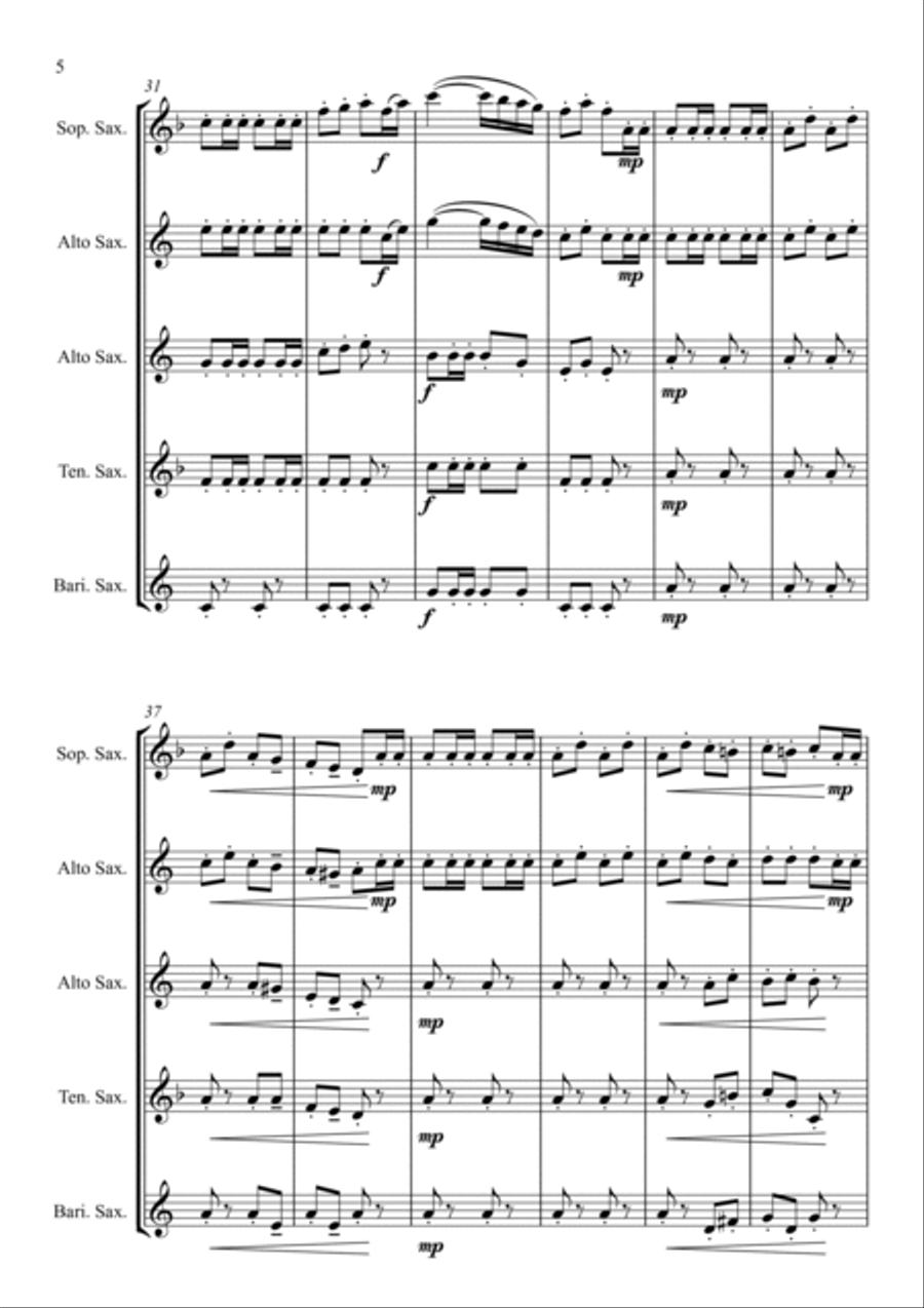 The William Tell Overture - Rossini - for Saxophone Quintet Saxophone Quintet scores gallery preview page 6