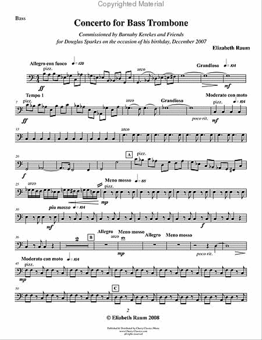 Concerto for Bass Trombone with String Orchestra & Percussion String Orchestra scores gallery preview page 17