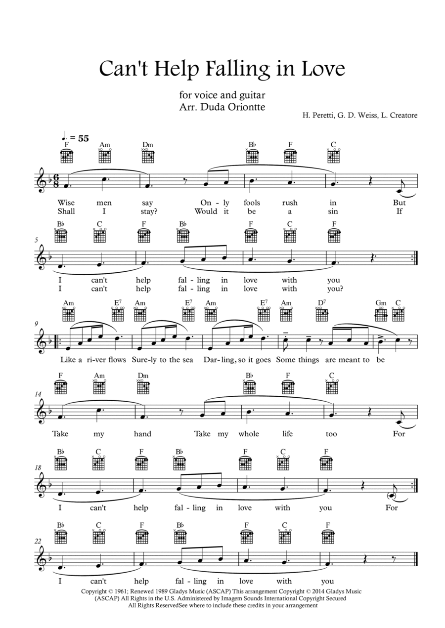 Can't Help Falling In Love Electric Guitar scores gallery preview page 1