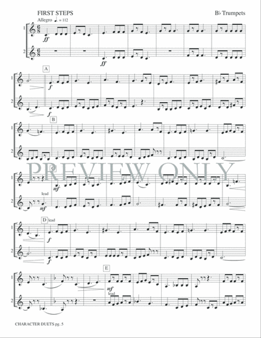 Just for Two -- Character Duets Trumpet Duet scores gallery preview page 7