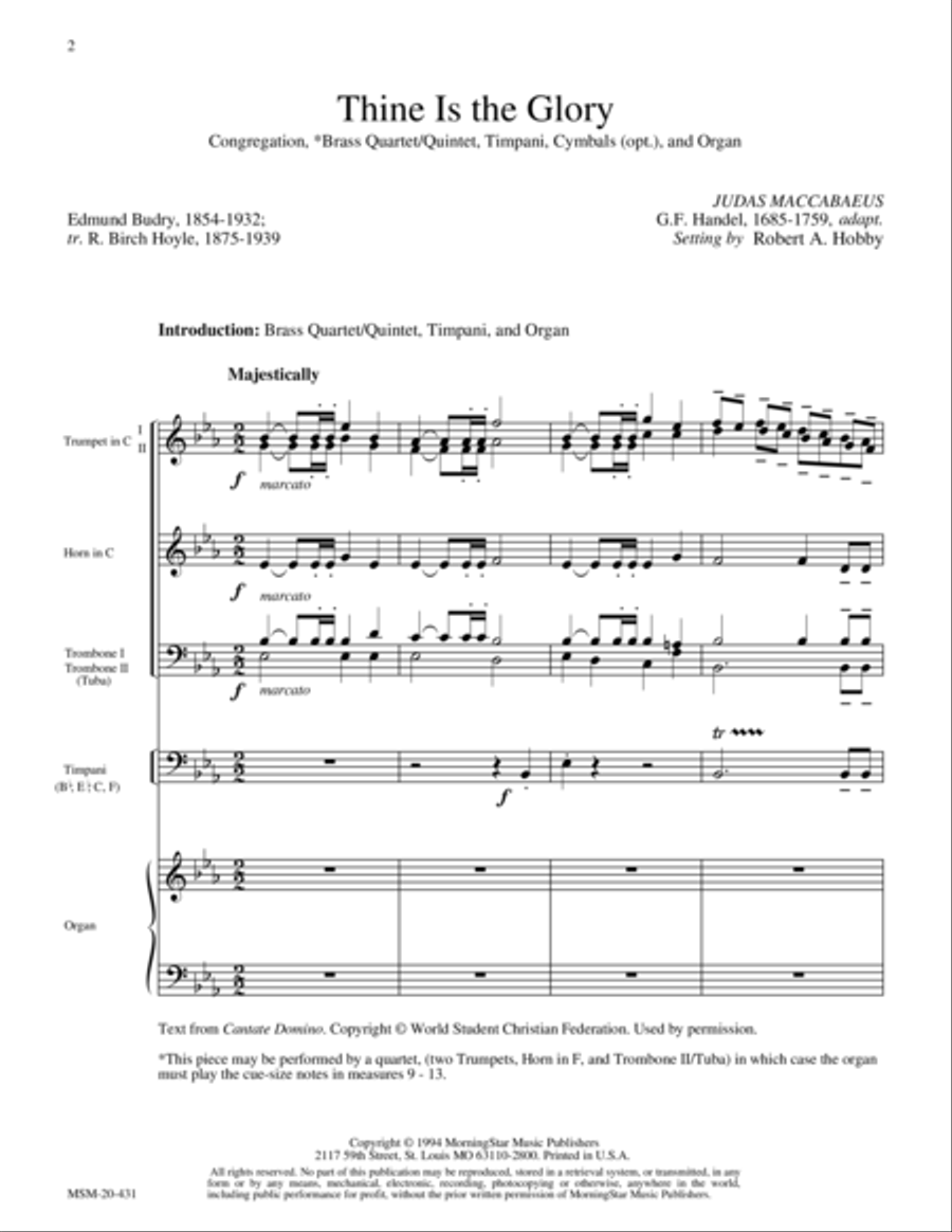 Thine Is the Glory (Judas Maccabaeus) Choir scores gallery preview page 1
