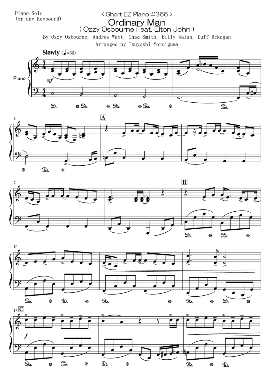 Ordinary Man Ordinary Man Easy Piano scores gallery preview page 1