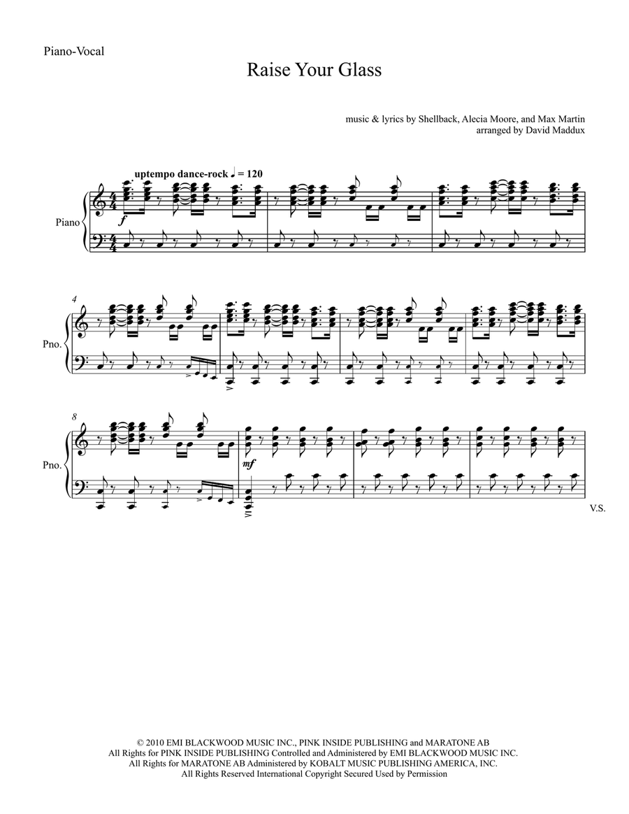 Raise Your Glass TTBB scores gallery preview page 1