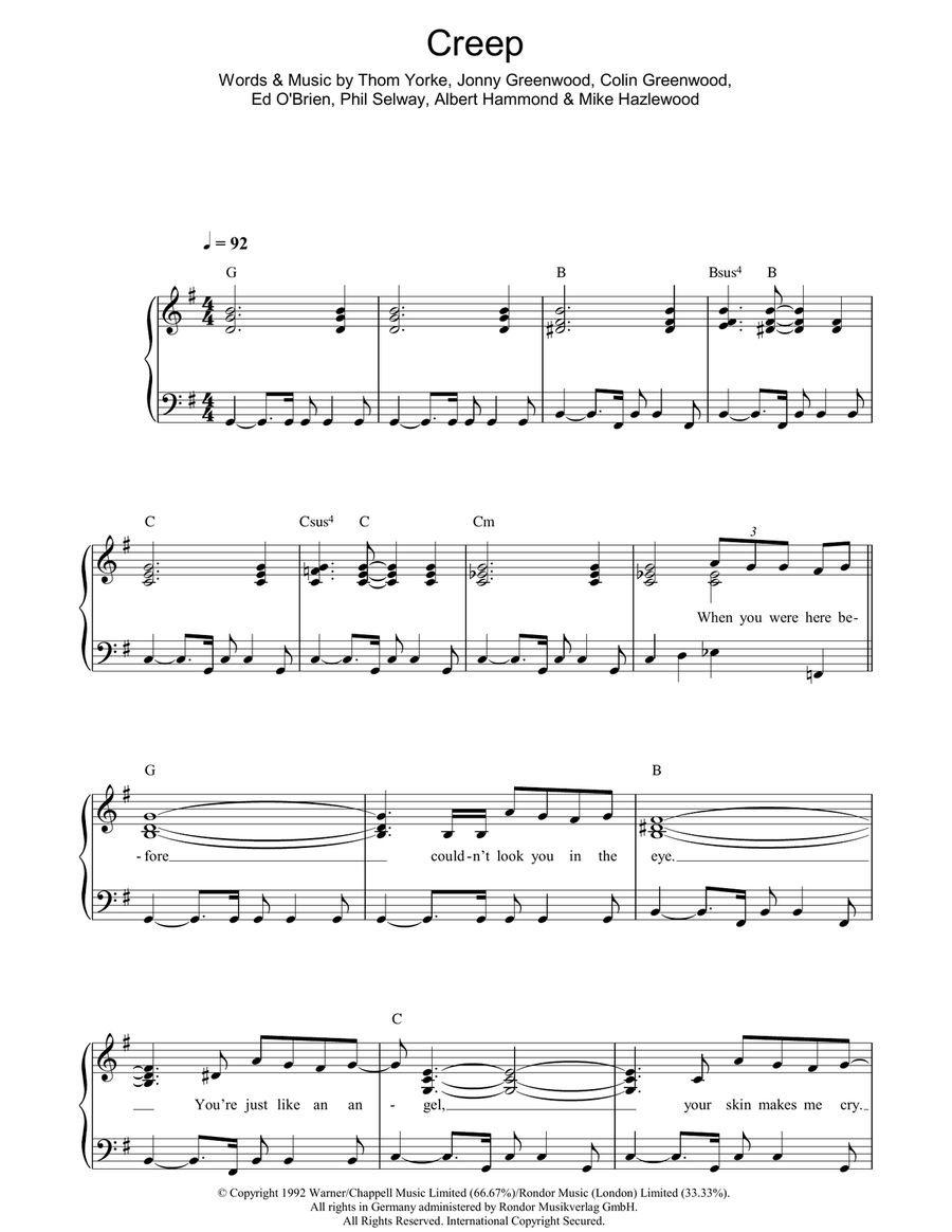 Creep Creep Guitar scores gallery preview page 1