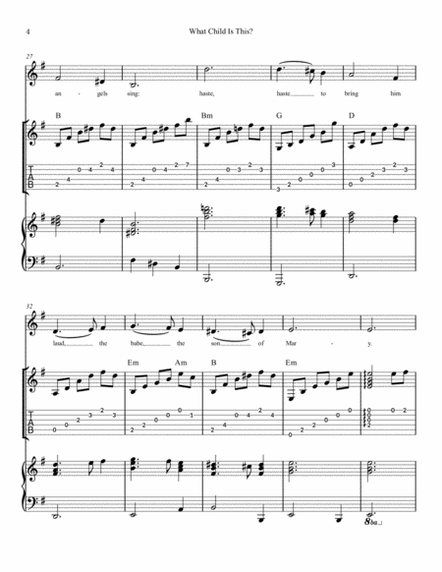 What Child Is This? (for Piano and Guitar w/tab) image number null