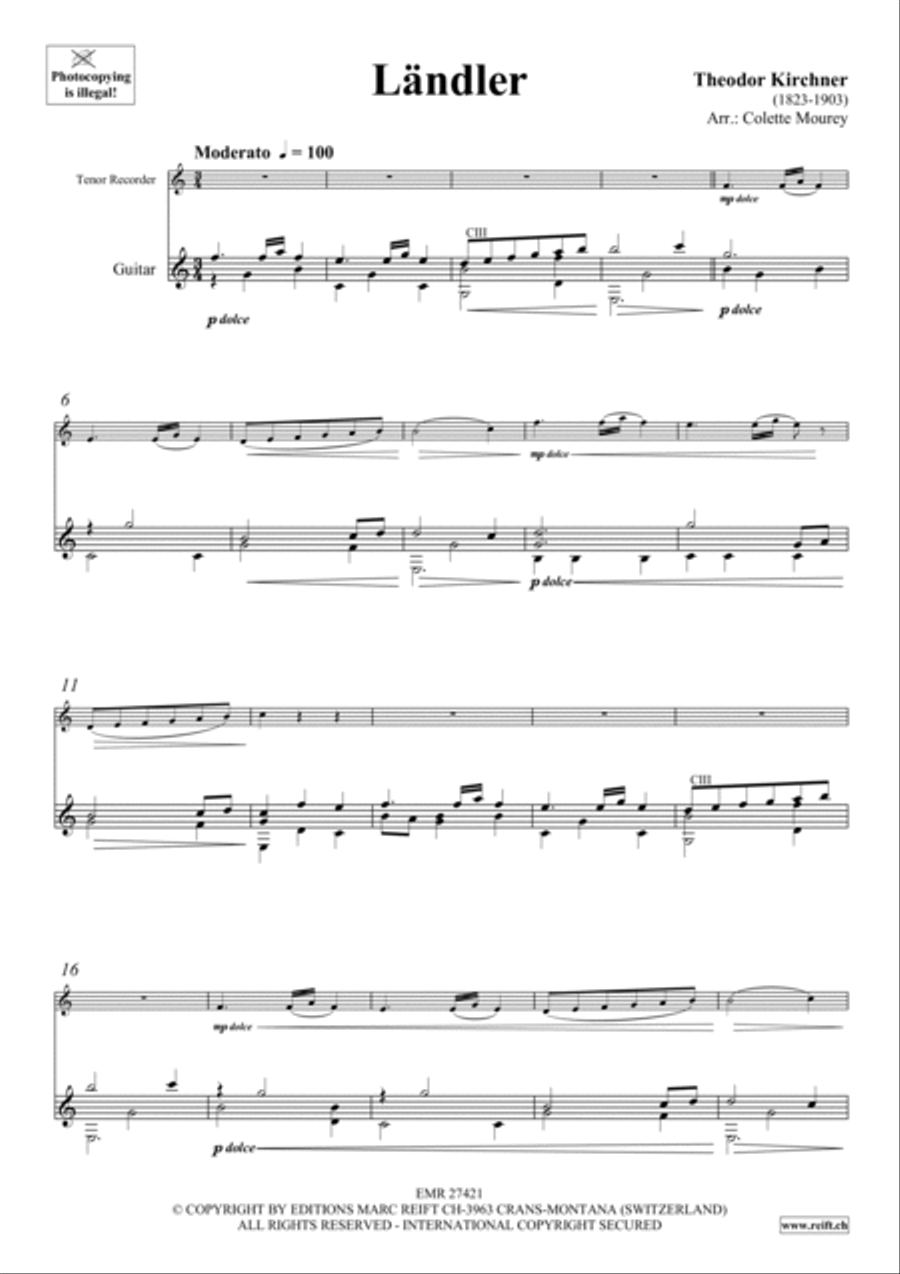 Landler Tenor Recorder scores gallery preview page 3