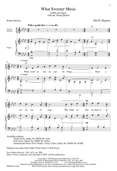 What Sweeter Music (Downloadable Choral Score)