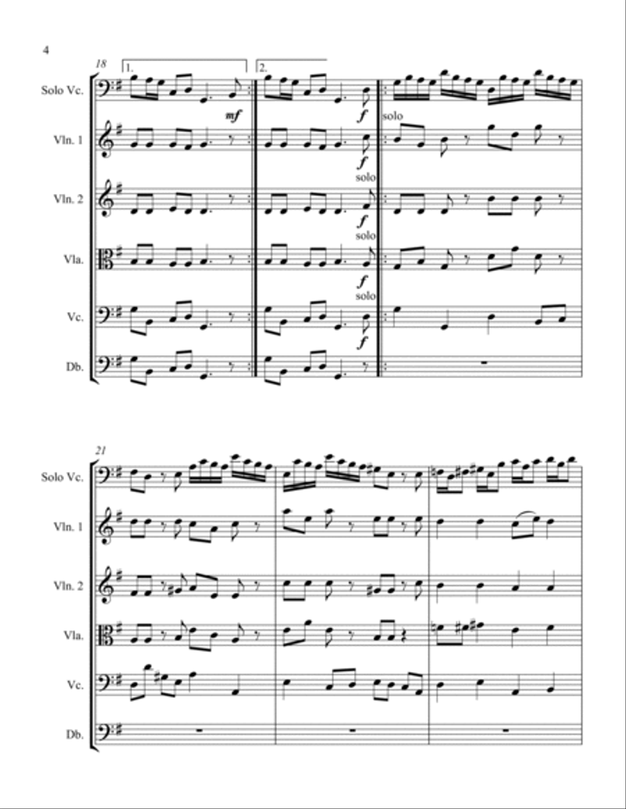 Cello Sonata RV40 Movement 2 String Orchestra scores gallery preview page 4