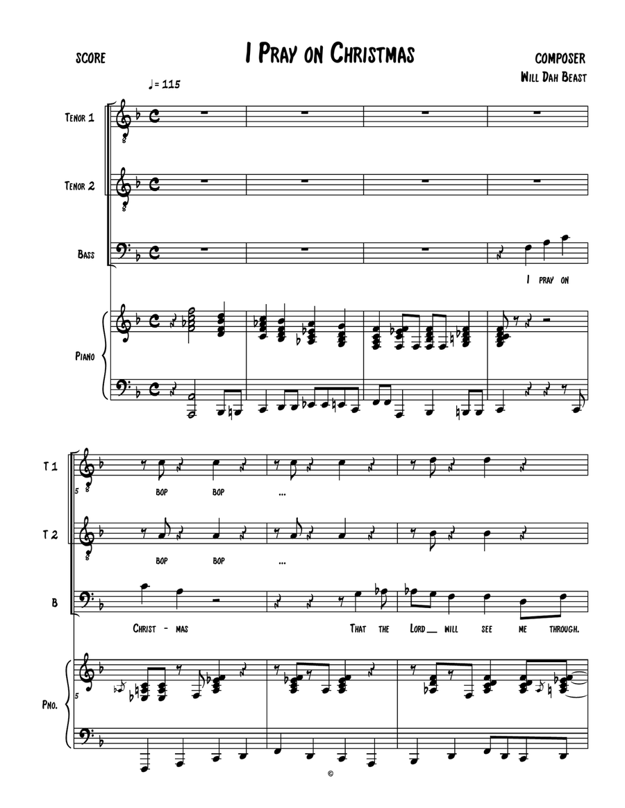 I Pray On Christmas TTBB scores gallery preview page 1