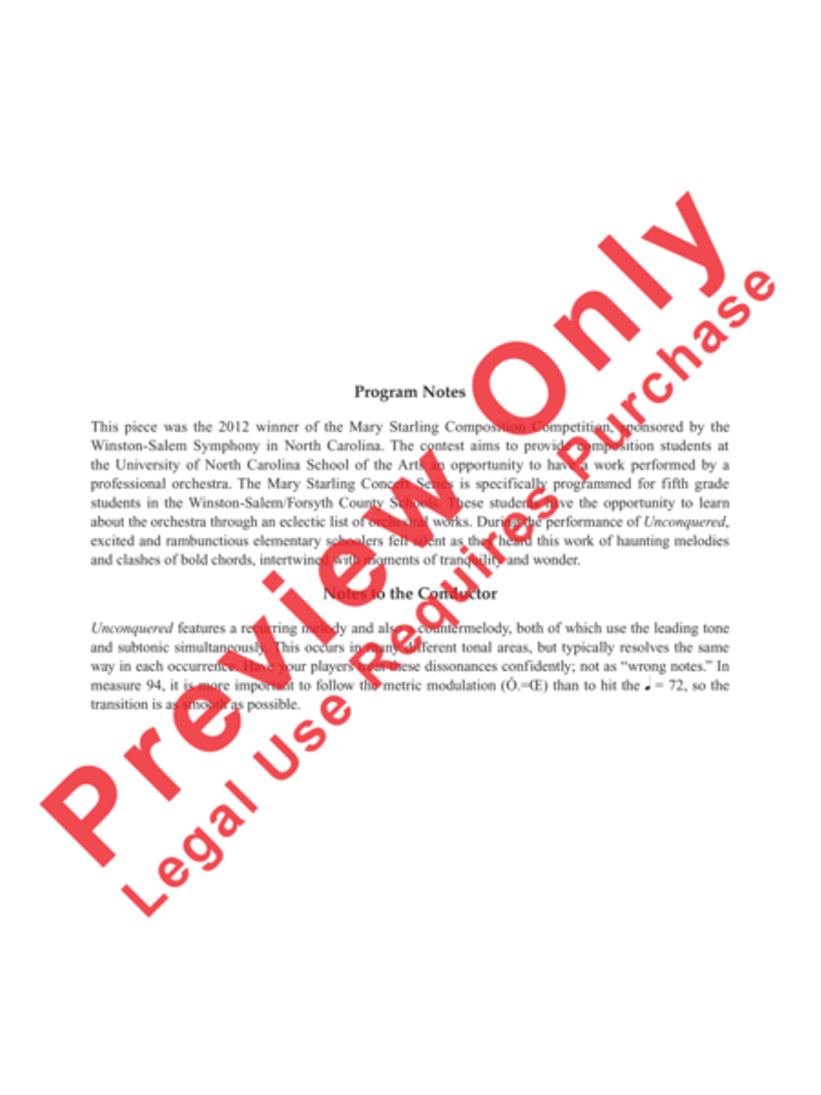 Unconquered Unconquered Full Orchestra scores gallery preview page 3