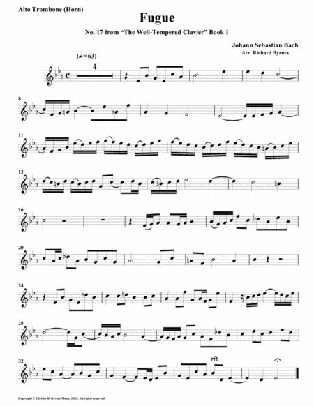 Fugue 17 from Well-Tempered Clavier, Book 1 (Trombone Quintet) image number null
