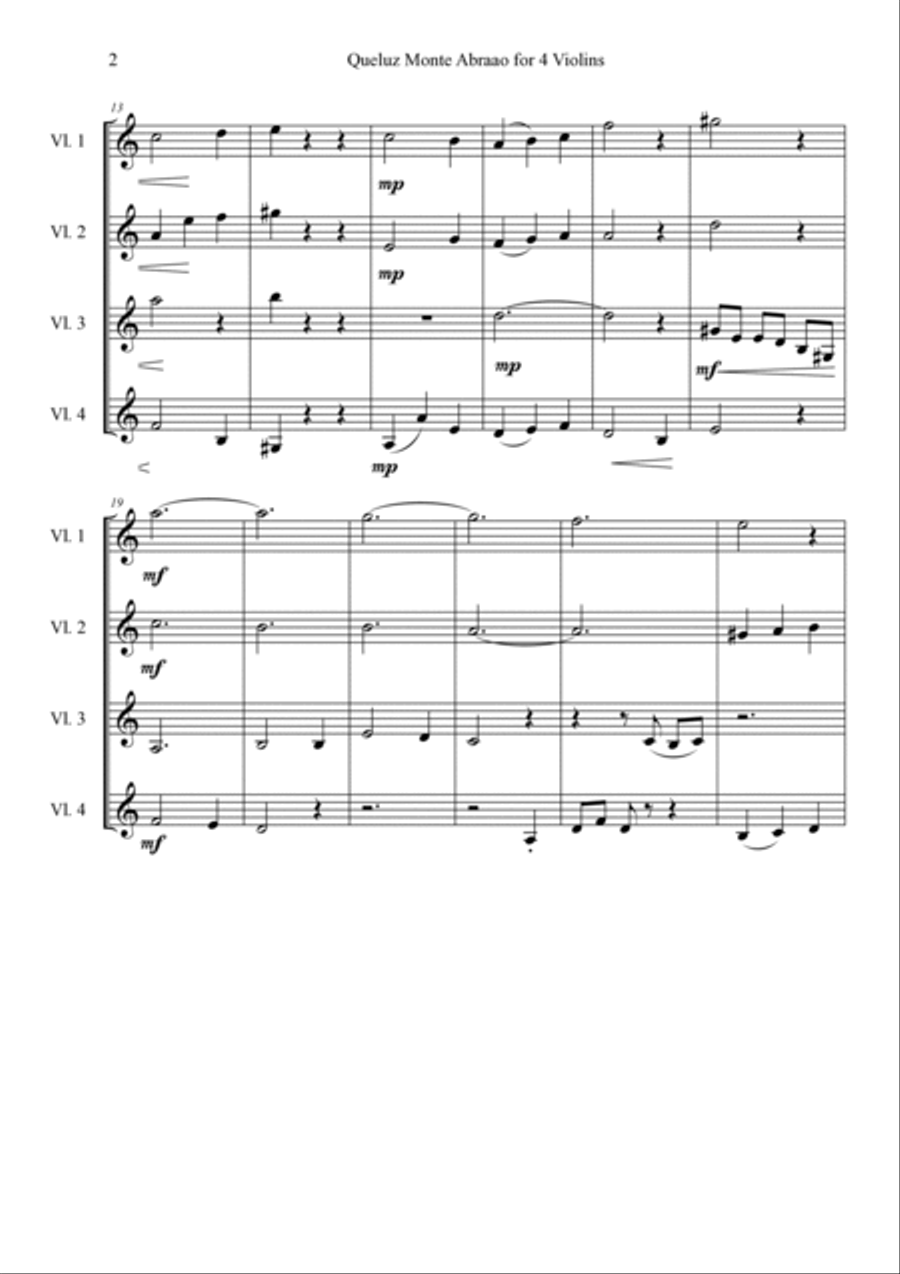 Queluz Monte Abraao for 4 Violins String Quartet scores gallery preview page 4