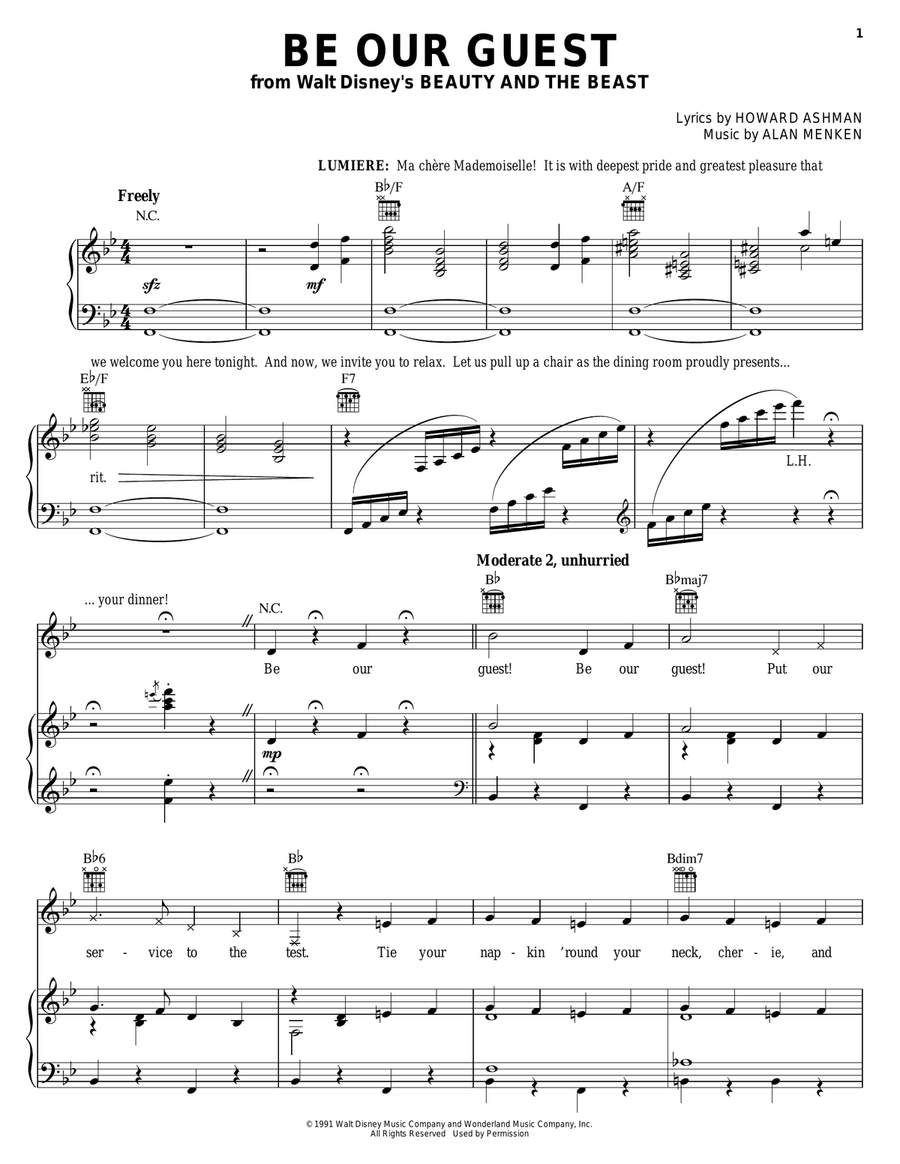 Be Our Guest (from Beauty And The Beast) Guitar scores gallery preview page 1