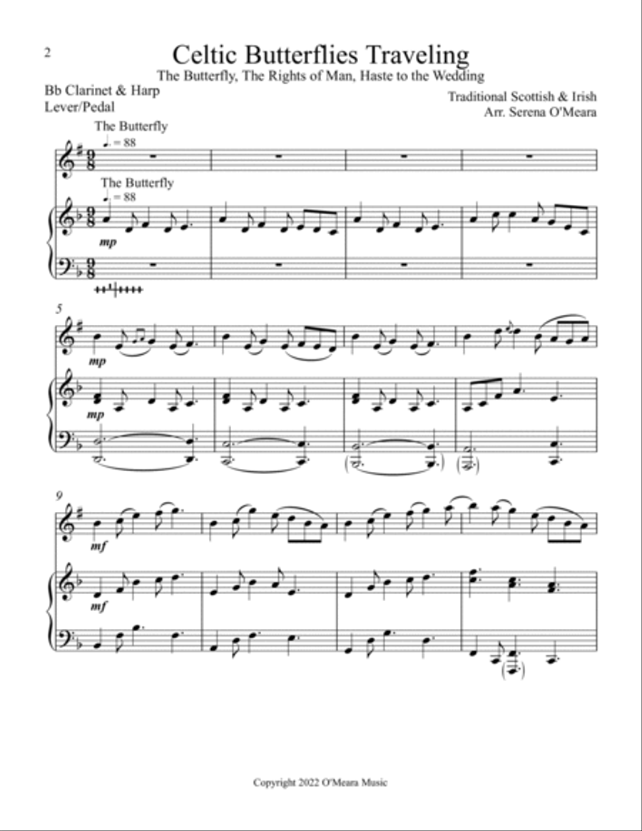 Celtic Butterflies Traveling, Duet for Bb Clarinet and Harp image number null