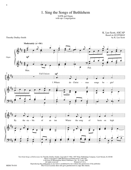 Sing the Songs of Bethlehem (Choral Score) image number null