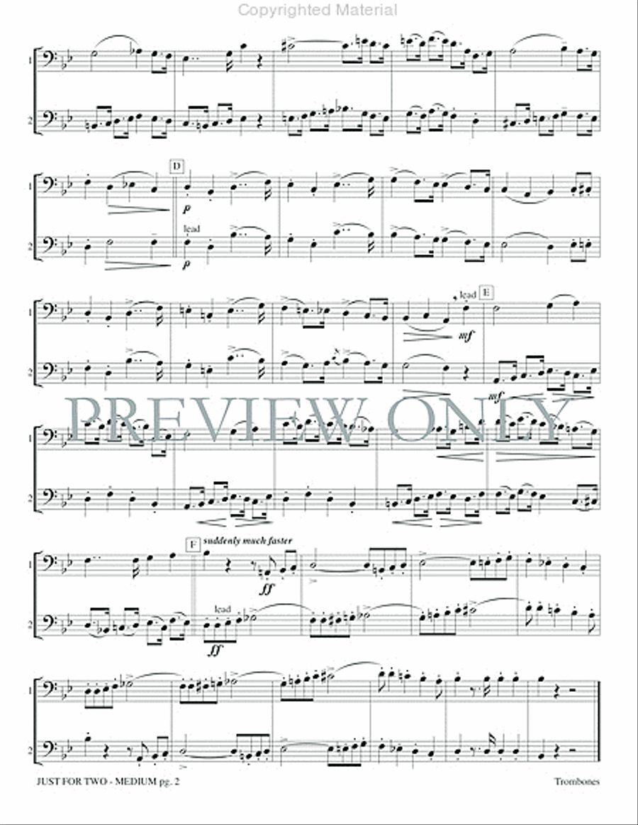 Just for Two Medium Just for Two Medium Trombone Duet scores gallery preview page 4