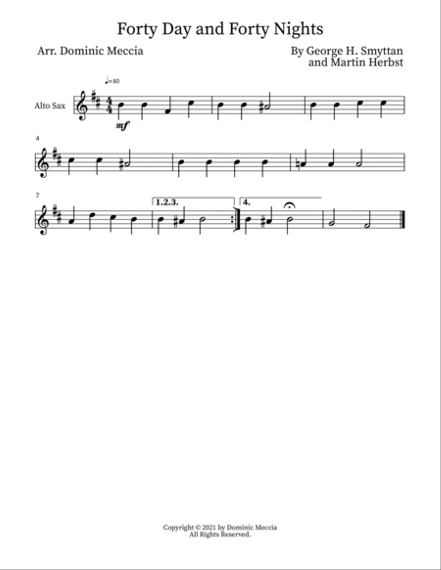 Forty Day and Forty Nights Saxophone Quartet scores gallery preview page 3