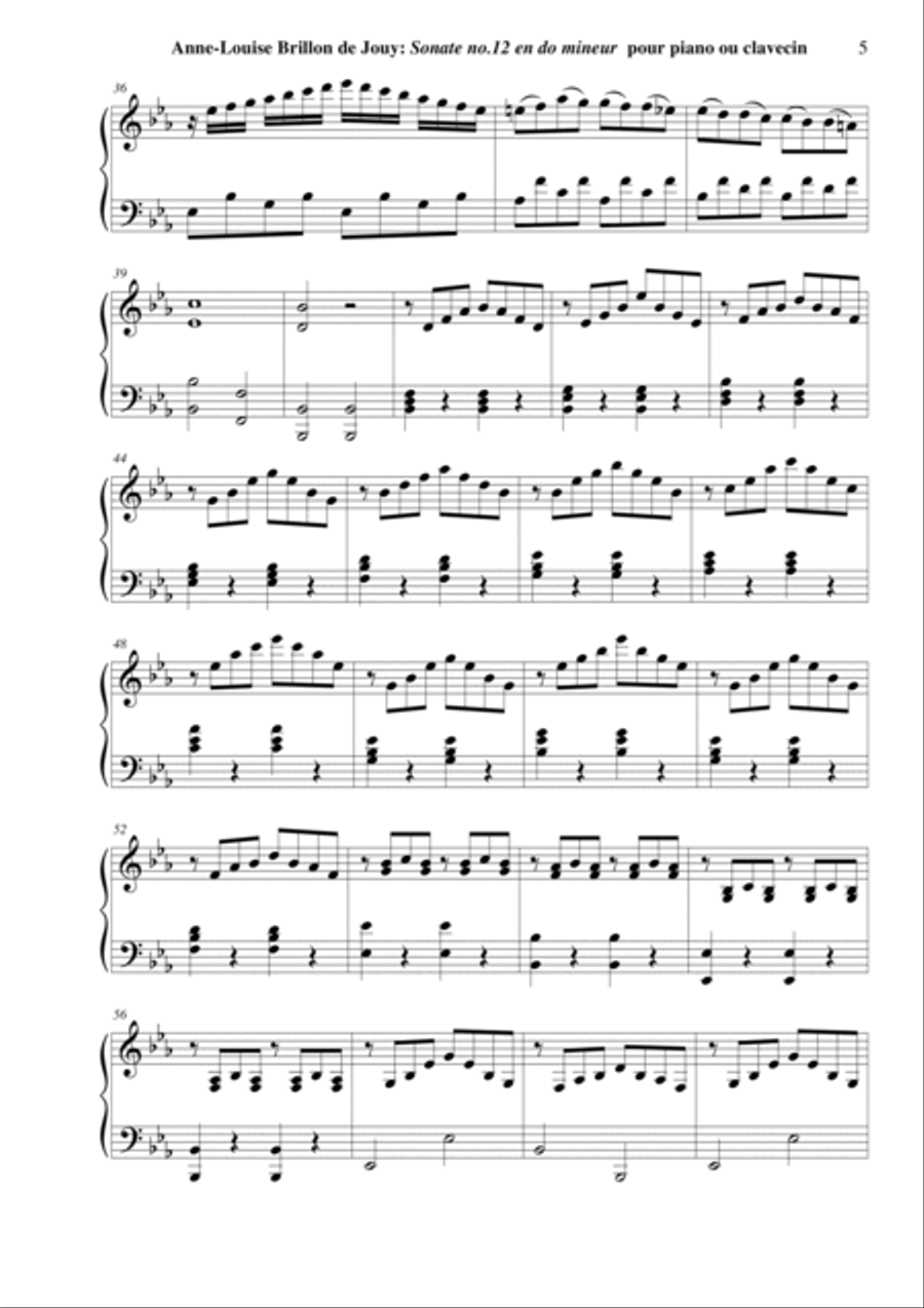 Anne-Louise Brillon de Jouy: Sonata no. 12 in c minor for piano or harpsichord Harpsichord scores gallery preview page 5