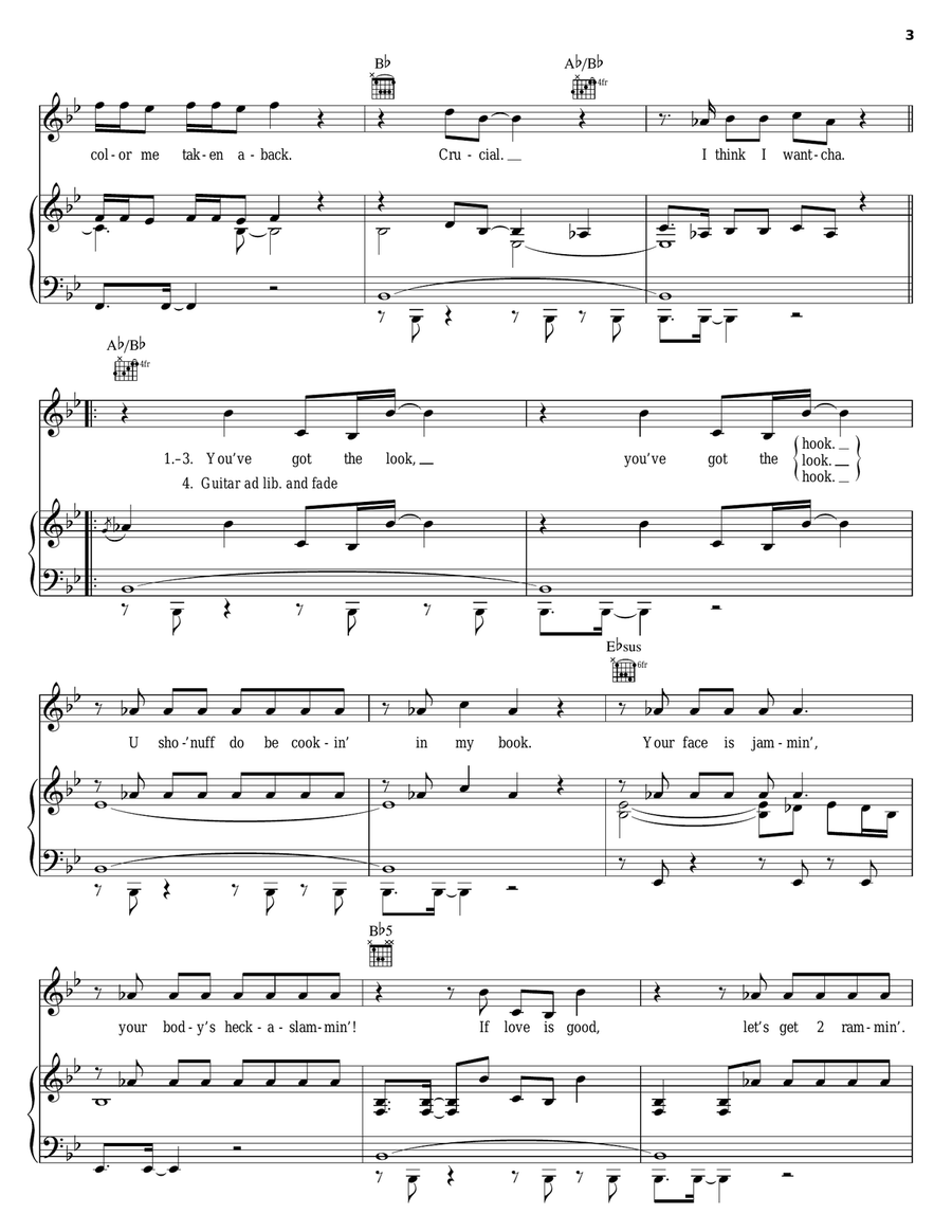 U Got The Look U Got The Look Piano, Vocal, Guitar scores gallery preview page 3