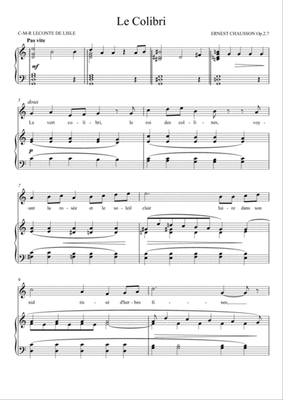 Le Colibri (C Major) Le Colibri (C Major) Voice scores gallery preview page 2