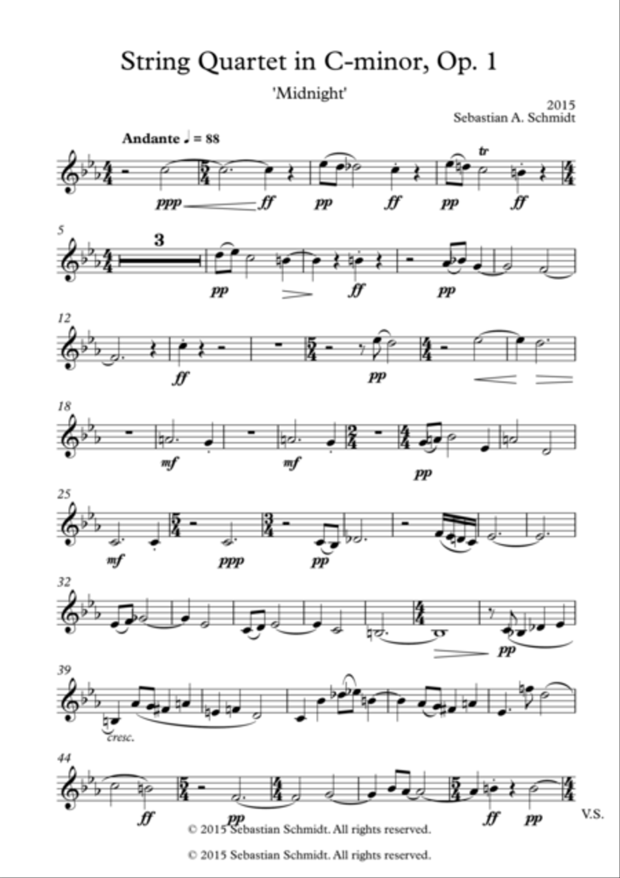 String Quartet in C-minor, Op. 1 - 'Midnight' String Quartet scores gallery preview page 5