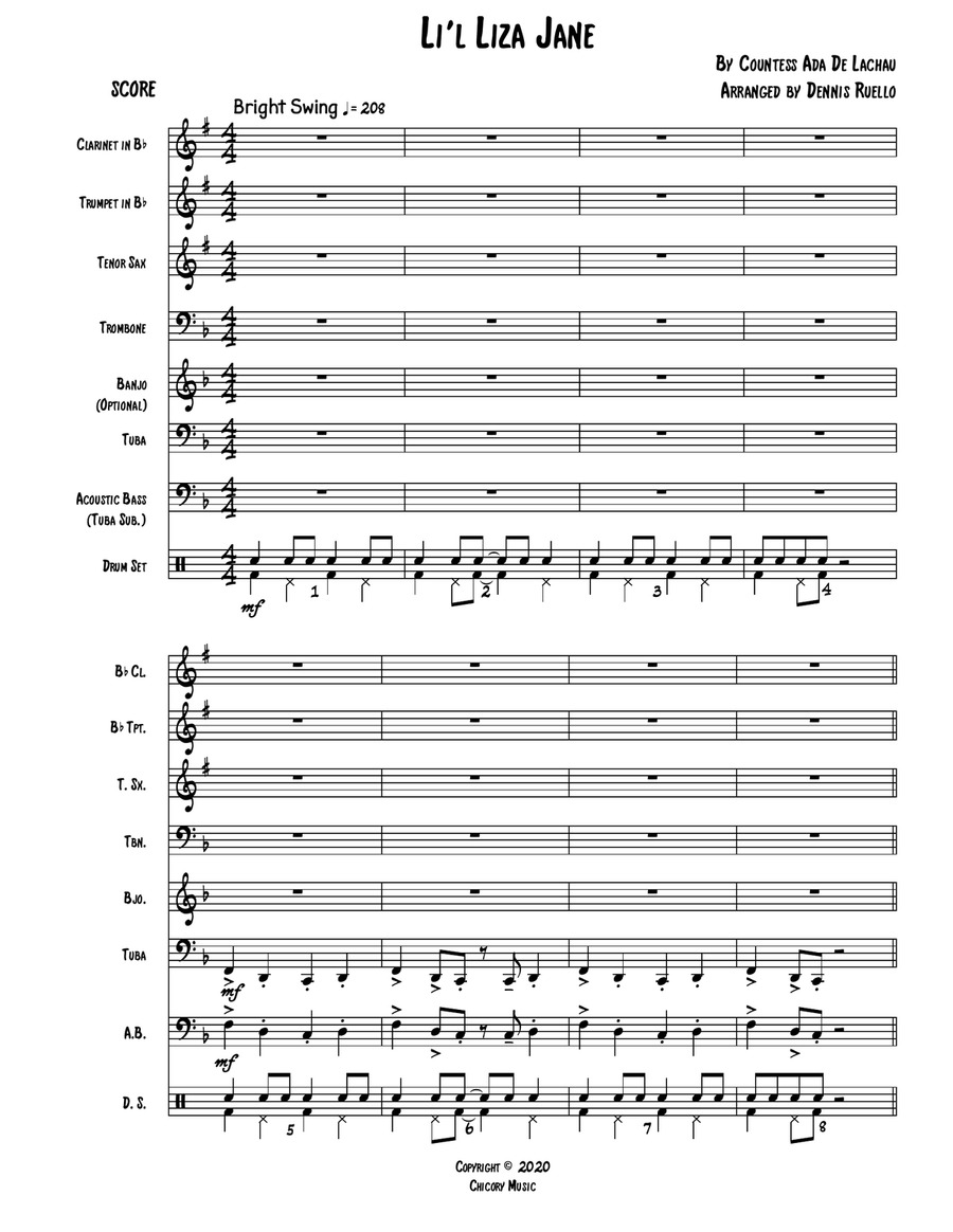 Li'l Liza Jane - New Orleans Parade Band Music (Traditional Jazz Combo) - Intermediate Jazz Ensemble scores gallery preview page 1