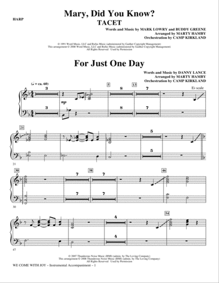 We Come With Joy Orchestration - Harp Choir scores gallery preview page 1